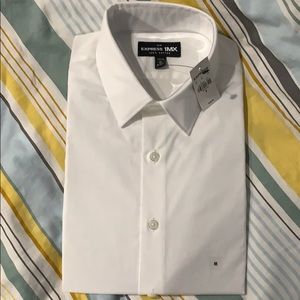 Express Men’s Slim White Button Down Shirt M